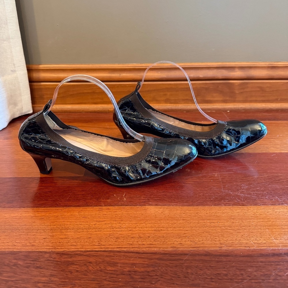 ANYI LU Heels Brown Leather Embossed Crocodile Italy, Size 42.5, Size 10